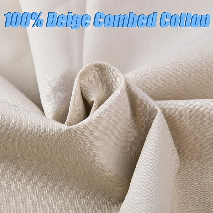 5 Yard Beige Cotton Fabric,Natural Cotton Poplin Fabric by The Yard, 59 Inches Wide 100% Cotton Fabric,Soft Embroidery Muslin Quilting Material for Sewing Material Apparel Cloth