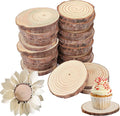 ZOENHOU 30 PCS 5.1-5.5 Inch Natural Wood Slices, 13-14cm Unfinished Round Wood Disc Coasters Wooden Slice with Bark for Centerpieces Table DIY Craft Art Painting Wedding Rustic Decoration Christmas