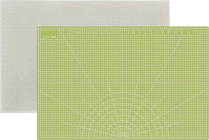 24" x 36" Self Healing Cutting Mat: Double Sided Sewing Cutting Mat Craft Supplies A1 Size for Quilting, Crafts Arts, and Fabric Grey & Green Design (Grey & Green)