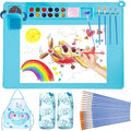 Painting Stations,Silicone Art Mat [1x Apron,1 Pair Oversleeve,20 Pieces Brushes] Painting Craft Mats 21"X17" with Detachable Cup for Resin for Kids Gift,Paint, Clay, DIY Projects