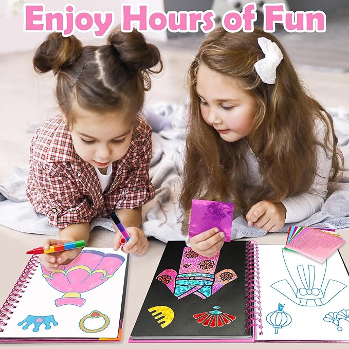 FUNNYB&G Foil Art Craft for Kids - Christmas Crafts Gift Party Favors Stocking Stuffers for Kids Fun Art Supplies Creative Birthday Gift Travel Toys for Girls Boys 4 5 6 7 8 9 Years Old (Dress Up)