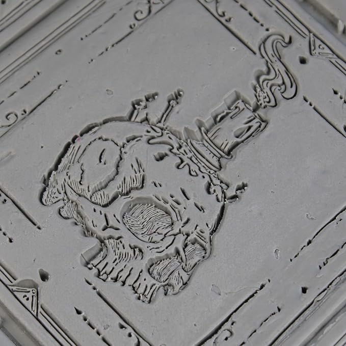 Skull Candle Clay Texture Roller (4") - Halloween Set #01 - Embossing Pattern Roller for Polymer & Ceramic Clay, Pottery & Crafts