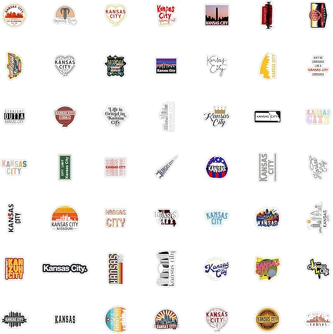 BulbaCraft BulbaCraft Kansas City Stickers for Water Bottle and Laptop - City Souvenirs, Decorations & Gifts, Waterproof Vinyl Decals, Gifts for Women & Men