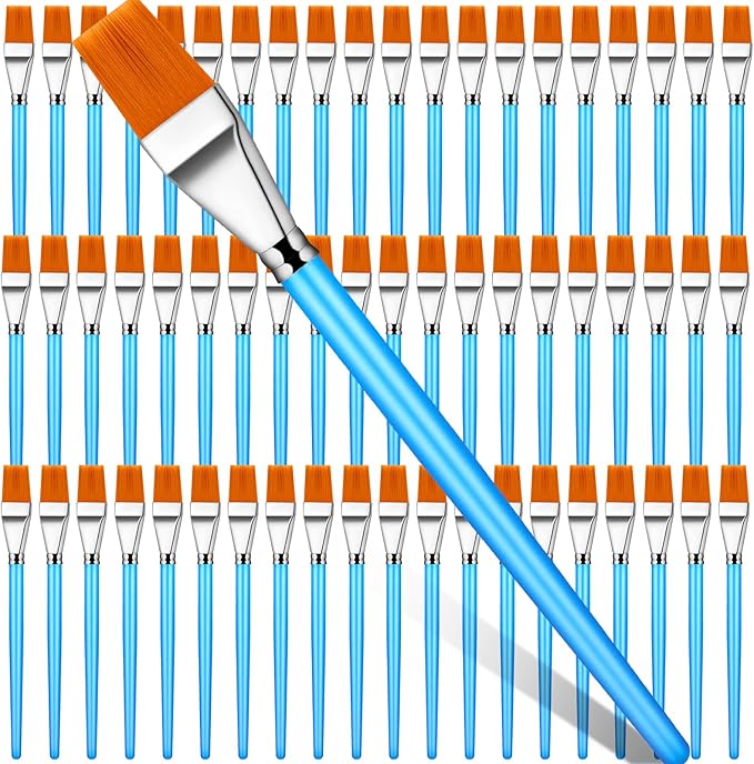 Crtiin 60 Pcs Operation Christmas Bulk Items Paint Brush for Acrylic Painting Paintbrushes Bulk Artist Brush for Detail Watercolor Oil Art(Blue,3/4 Inch)