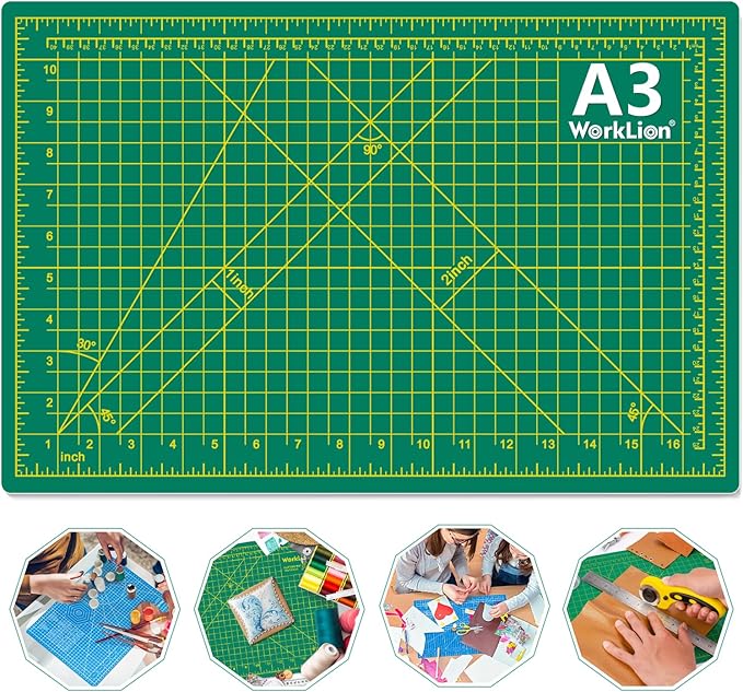 Worklion Self Healing Cutting Mat for Craft-Thickened 18inch x 12inch fabric sewing mat for quilting,rotary cutting, nonslip