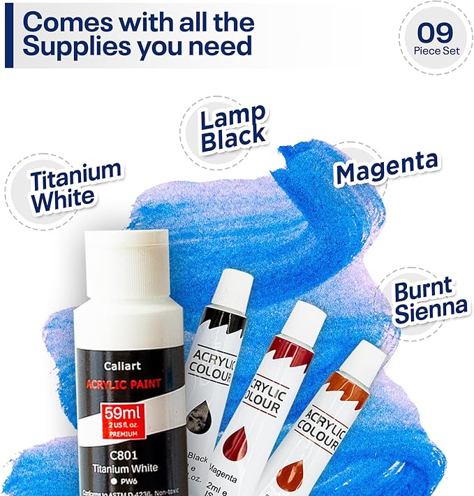 Painting4Real DIY Art Painting Kit for Adults – Learn to Paint Tropical Sunset with Video Tutorials – 9 Pieces Acrylic Paint Set for Adults –Perfect Christmas Crafts & Holiday Gifts for Art Lovers