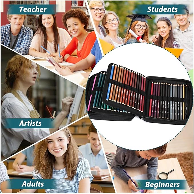 120 Colored Pencils for Adult Coloring Books, Perfect for Coloring, Oil-Based Cores Pencils Set with Zipper Case, Eraser and Sharpener Coloring Pencils for Adults, Beginners,Artists