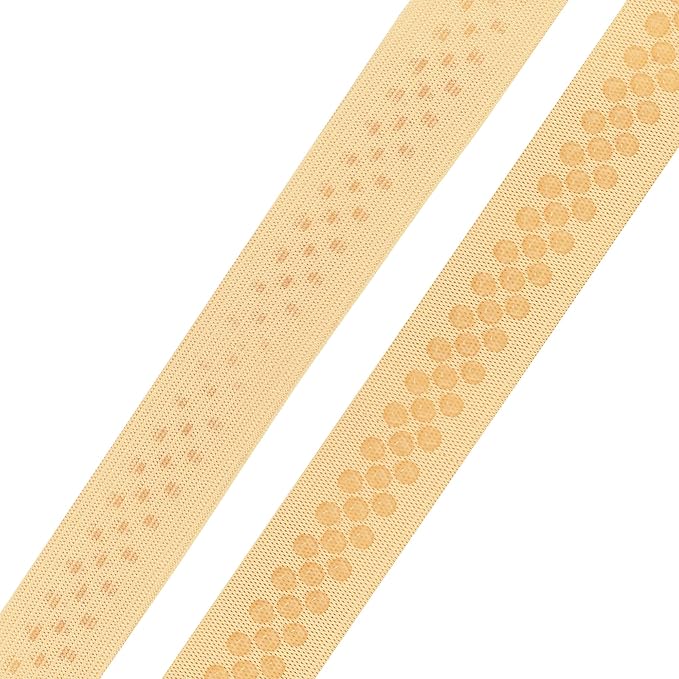 Mandala Crafts 1 Inch Elastic Silicone Gripper Tape for Clothing - 10 Yds Dotted Non Slip Elastic Band for Sewing - Blonde Silicone Flat Fabric Stretchy Ribbon Straps