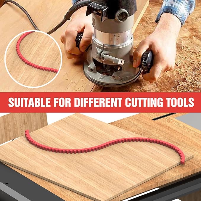 Router Templates for Woodworking, 78" Plastic Woodworking Profiling Strip & Edge Guide Kit for Precision Trimming, Fits Bosch DeWalt Makita Routers, DIY Furniture Cabinet Table Edge Molding Jig (Red)