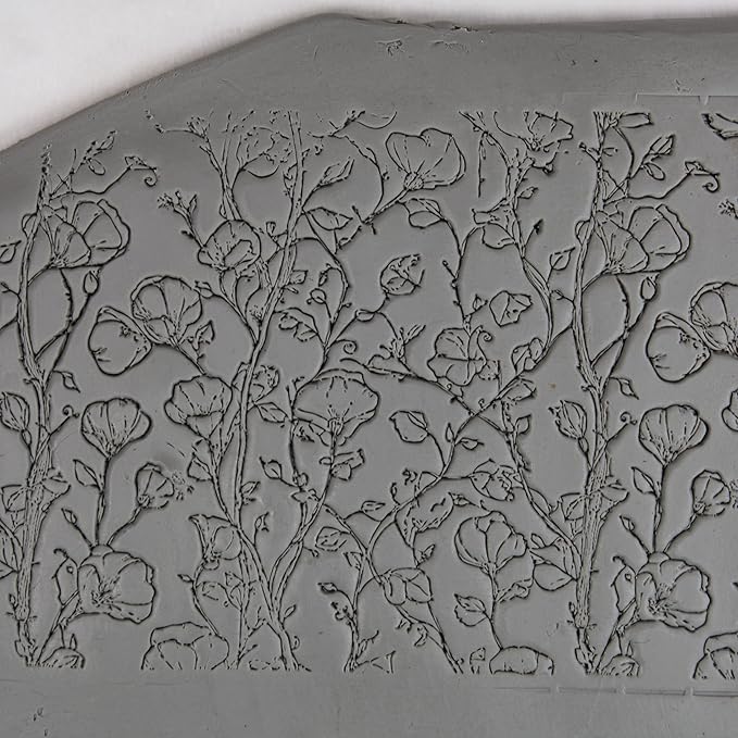 Twining Bloom Vines Clay Texture Roller (4") - Seamless Meadow Set #01 - Embossing Pattern Roller for Polymer & Ceramic Clay, Pottery & Crafts