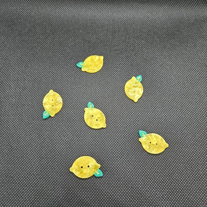 Novelty Lemon Shaped Buttons for Crafts,Acetate Button for Clothes,Buttons for Sewing,Button Bulk,Pack of 6
