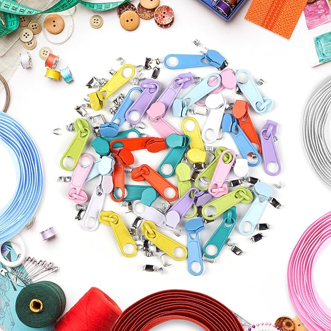 DOITEM 31 Yards 10 Pieces Sewing Zippers #3 Nylon Coil Zippers Assorted Zipper for Sewing with 40 Zipper Sliders for Tailor Sewing Crafts Supplies, 10 Color