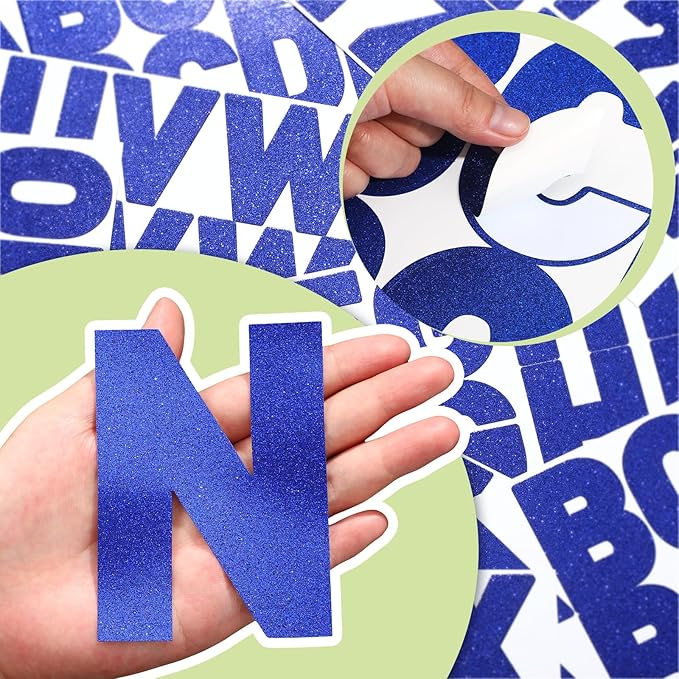 Harloon 232 Pcs 24 Sheets Large Glitter Letter Stickers Big Font Alphabet Letter Self Adhesive Letters Kit Mailbox Stickers for Mailbox Bulletin Boards Classroom Home(Blue,4 Inch)