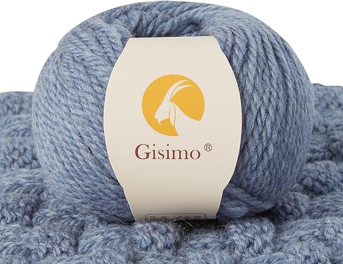 100% Merino Wool Yarn, 3-Ply Luxurious and Soft Yarn for Hand Knitting & Crocheting (Light Blue, 1Ball)