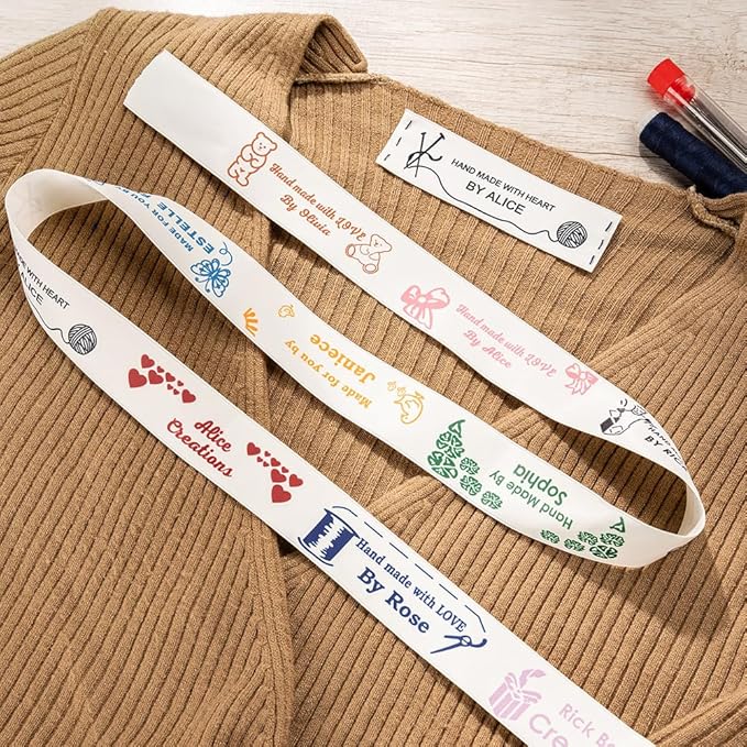 callie Personalized Sewing Labels for Handmade Item, Custom Fabric Label Tags for Crocheting, Crafts, Clothing, Knitting, 25 pcs-200 pcs
