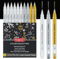 PANDAFLY Gold Silver White Gel Pens, 10 Pack, 1mm Extra Fine Point Gel Ink Pen, Opaque White Archival Ink Pens for Black Paper Drawing, Sketching, Card Making