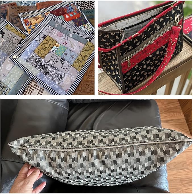 MebuZip #5 Gunmetal Metallic Nylon Coil Zippers by The Yard Bulk Coil Zipper Roll 10 Yards with 25pcs Pulls for DIY Sewing Craft Bags (Beige)