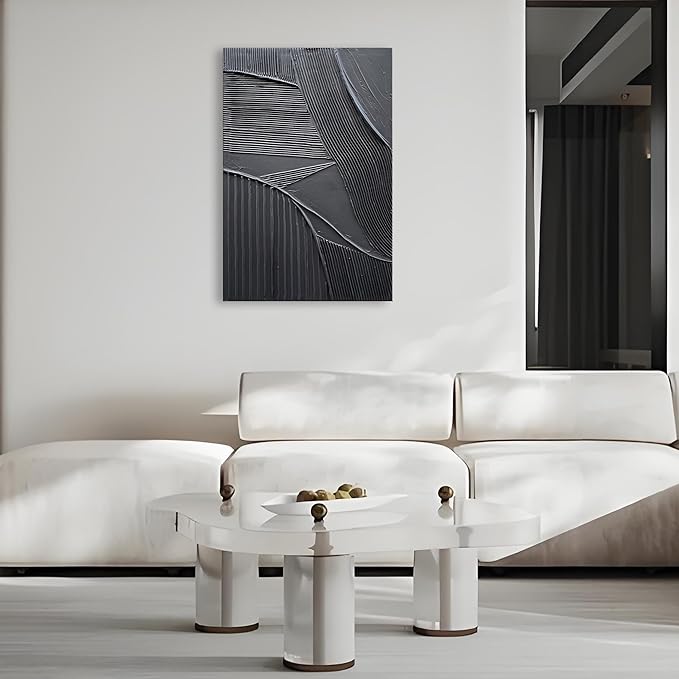 Art 36x24 inch Hand-Painted Pure Black Texture Oil Painting Modern Abstract Art Home Office Wall Decoration Painting