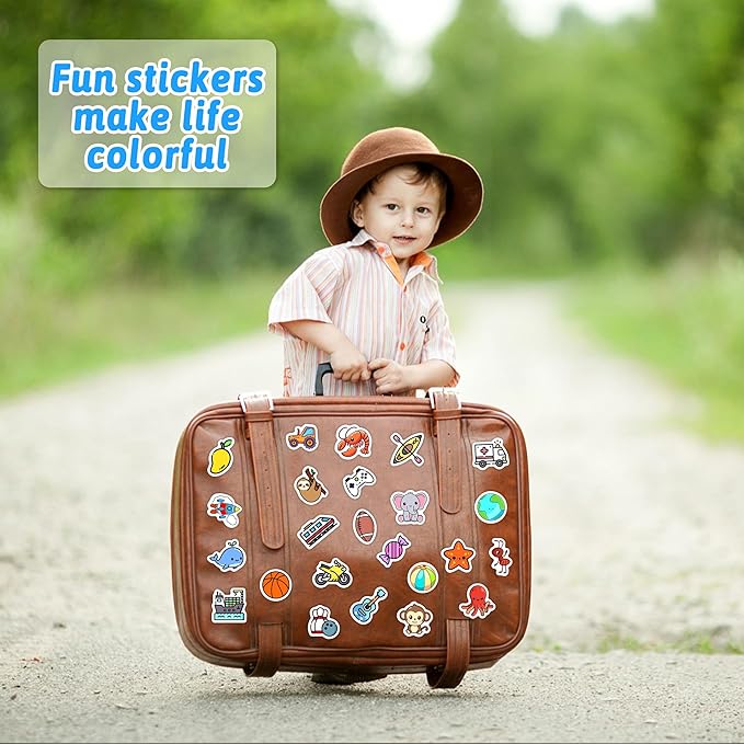 100 Pcs Glow in The Dark Cute Water Bottle Stickers for Kids, Cartoon Mixed Animals Laptop Decals, Waterproof Vinyl Skateboard Phone Case Scrapbook Stationery Box Decorative Sticker