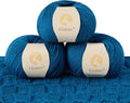100% Merino Wool Yarn 3-Ply Luxurious and Soft Yarn for Hand Knitting & Crocheting (Jazz Blue,3Balls)