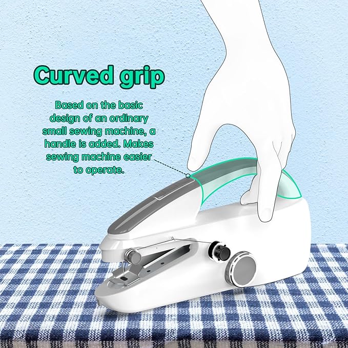 Handheld Sewing Machine,Two dear,Mini sewing machine,Easy to Use and Fast Stitch Suitable for Clothes,Fabrics, DIY Home Travel Electric Handheld Sewing Machine for Beginner.Grey