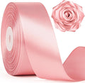 1-1/2 Inch Wide Rose Gold Satin Ribbon, 50 Yards Solid Polyester Fabric Ribbon for Roses Making, Gift Wrapping, Valentine's Day, Wedding Decorations, Crafts, Bows