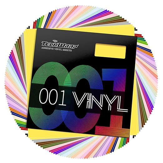 TECKWRAP 001 Permanent Adhesive Vinyl Bundle - 54Pack Vinyl Sheets (12”x12 Glossy, Matte) for Cutting Machines and Craft Cutter, DIY Craft, Car Decals, Party Decoration, Sticker