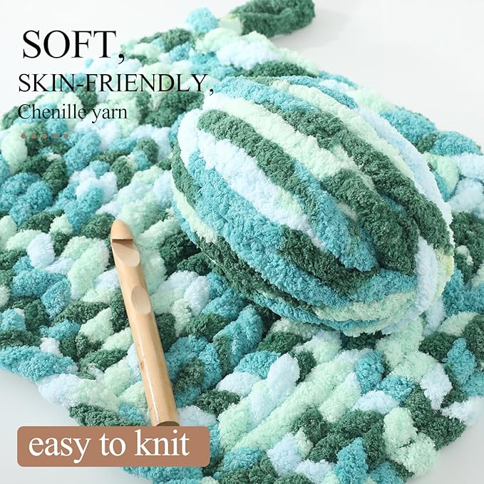 Chunky Yarn for Hand Knitting, No7 Thick Yarn, 250Grams 32Yards, Pack of 4, Perfect for Knitters and Crafters (sea ofclouds)