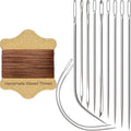 VONEEDL Upholstery Repair Kit: Waxed Sewing Thread (Brown Color) & Heavy Duty Needles (11 PCS) for Leather, Canvas & Quilting Thread