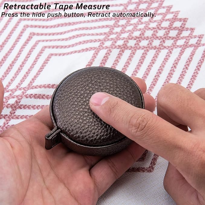 3m/120 Tape Measure Body Measuring Tape for Body Cloth Tape Measure for Sewing Fabric Tailors Medical Measurements Tape Dual Sided Retractable Ruler with Push Button Round (Dark Brown)