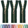 #5 Gold Metal Zipper - 50+ Colors - 3 PCS - (4-14 inches) Sizes - Luxury Lightweight Handcraft Metal Zippers with pulls for Purses Bags Pockets Shoes Sewing & Crafts DIY ZP02327