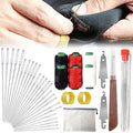 Big Eye Steel Sewing Needles Kit, 34PCS Big Eye Steel Needles Set - Long & Thin Handmade Quilting & Sewing Needles Kit, Portable Sewing Kit in Faux Leather Case, for DIY Sewing