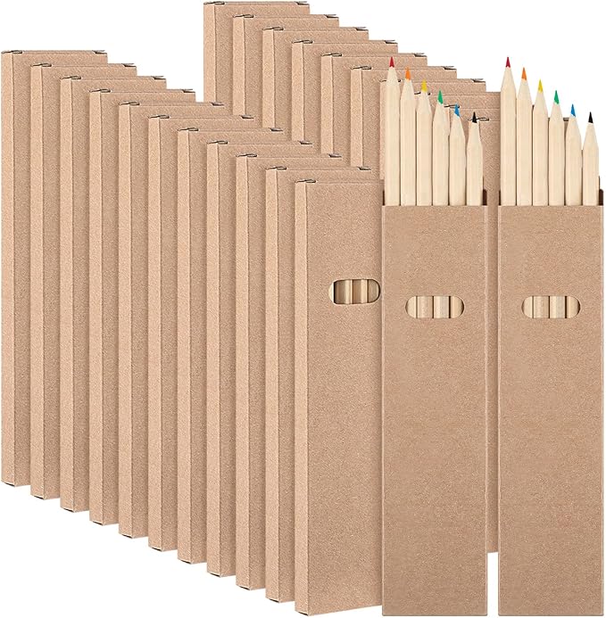 Ctosree 50 Packs Colored Pencils Bulk for Kids Coloring Supplies 7 Inch Coloring Pencils in Kraft Boxes for Classroom School Drawing Birthday Party Prize Gift Favors, 6 Assorted Colors Per Pack