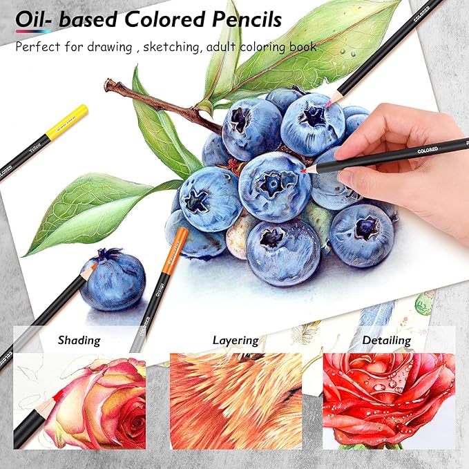 Soucolor 73 Pack Art Supplies Sketching Kit for Adults Gifts, Drawing Sketching Pencils with Sketchbook, Coloring Book, Colored Watercolor Metallic Graphite Charcoal Pencils