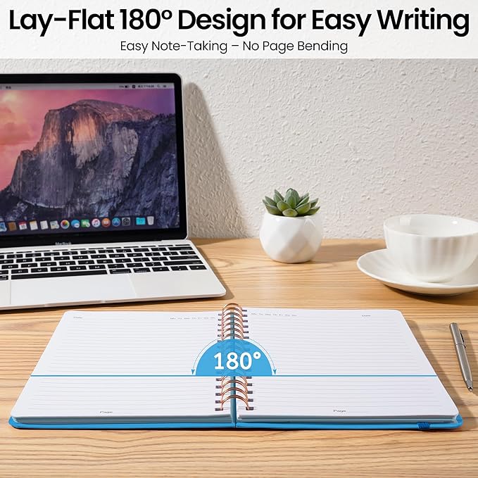 CICPAP Lined Spiral Journal Notebook, A5 College Ruled Notebook for Journaling, Note-Taking, and Daily Planning, Durable Hardcover with an Elegant Design, Blue