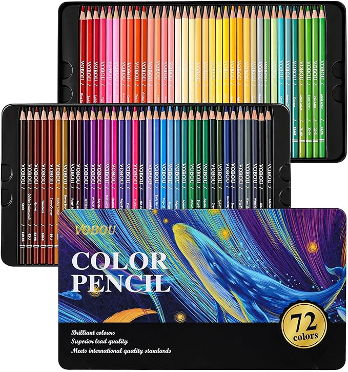 72 Colors Artist Colored Pencils Set for Adult Coloring Books, Soft Core Coloring Pencils, Professional Numbered Drawing Pens for Layering Shading Blending, Gift Tin Box for Beginners