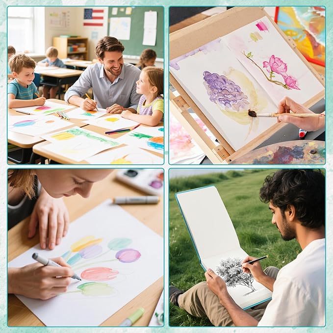 Joibabe 8” x 5” Watercolor Book,72 Pages Watercolor Pad,Cold Press,Acid-Free,(200gsm) 36 Sheets with Hardcover Watercolor Journal for Watercolors, Gouache, Acrylics and Mixed Midea（Blue）