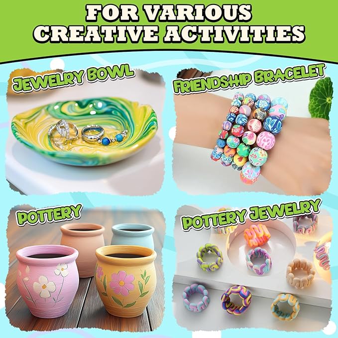 Premium Air Dry Clay for Kids - Natural Modeling Pottery Clay for Wheel, 3.3lbs Kids Arts & Crafts Supplies for School Classrooms, Easter Gifts Toy for Kid, White