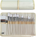 Paint Brushes Set of 24 Pieces Wooden Handles Brushes with Canvas Brush Case, Professional for Oil, Acrylic and Watercolor Painting