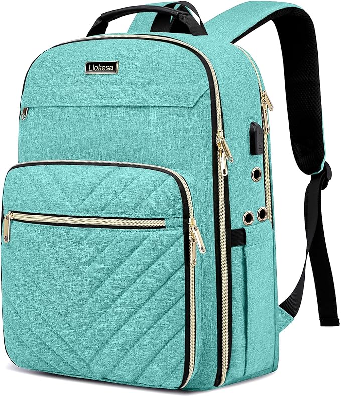 Knitting Bag Backpack, Crochet Bag Tote, Large Yarn Storage Tote Bag with USB Charging Port, Yarn Holder Case for Carrying Projects, Knitting Needles, Yarn Supplies, Light Green