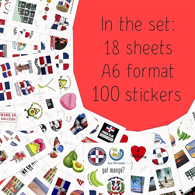 BulbaCraft 100Pcs Dominican Republic Stickers for Water Bottle and Laptop - Dominican Republic Party Supplies & Decorations, Waterproof Vinyl Decals, Flag and Culture Stickers, Gifts for Women & Men