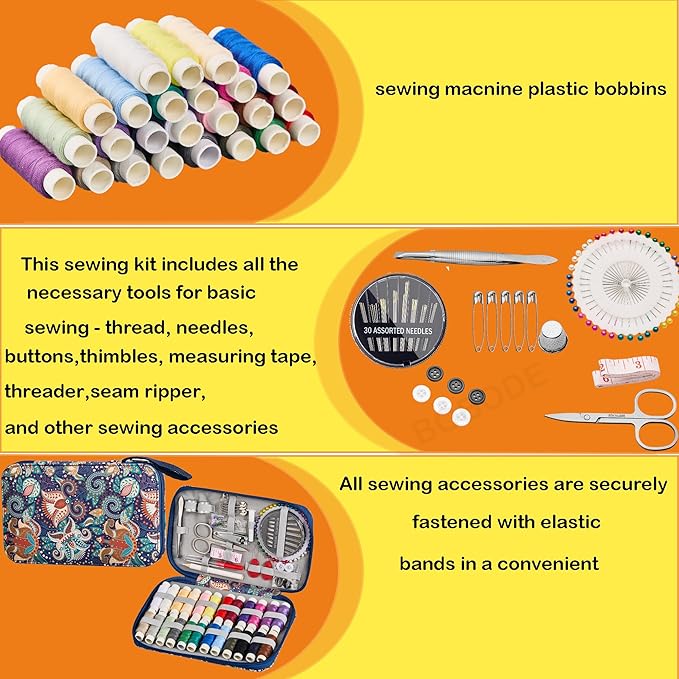 130 PCS Paisley Printing Sewing Kit with All Sewing Supplies Accessories, Professional & Travel Sewing Set for Adults, Emergency Home Use