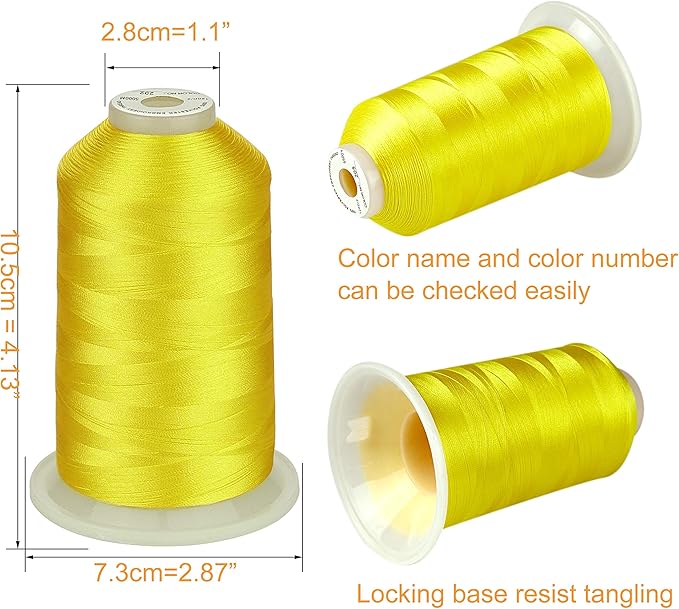 Simthread - 33 Selections - Various Assorted Color Packs of Polyester Embroidery Machine Thread Huge Spool 5500Y for All Purpose Sewing Embroidery Machines - Yellow