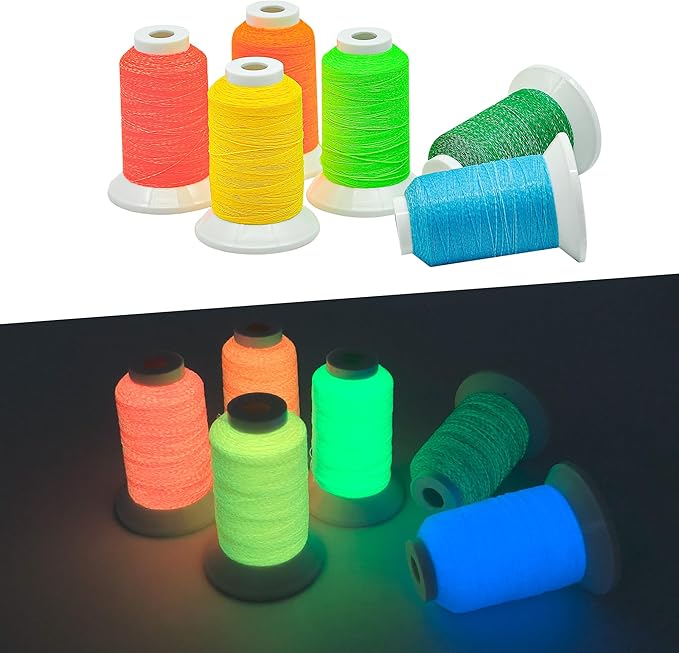 8 Colors Luminary Glow in The Dark Embroidery Machine Thread, 40WT(108D/2) Embroidery Thread Kit 300M(320Y) Each Spool for Embroidery, Handing, Quilting, Sewing