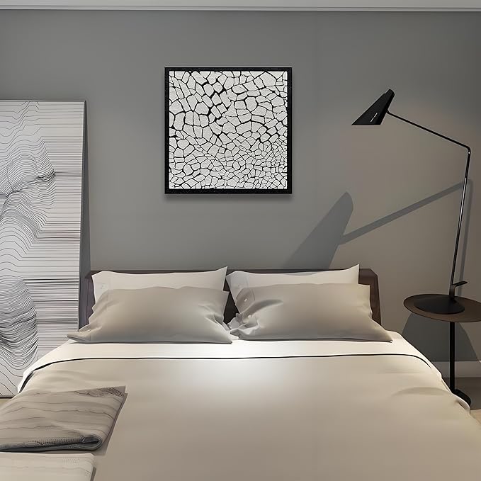 Art 24x24 inches Hand-Painted Black and White Textured Art Oil Painting in Modern Abstract Style - Suitable for Wall Decoration in Home Office
