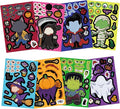 24 Sheets Halloween a Make Face Sticker – Monster Pumpkin Ghost Vampire Witch Mummy Vinyl Feature Stickers for Scrapbooking, Journaling, Collage & Seasonal Decor