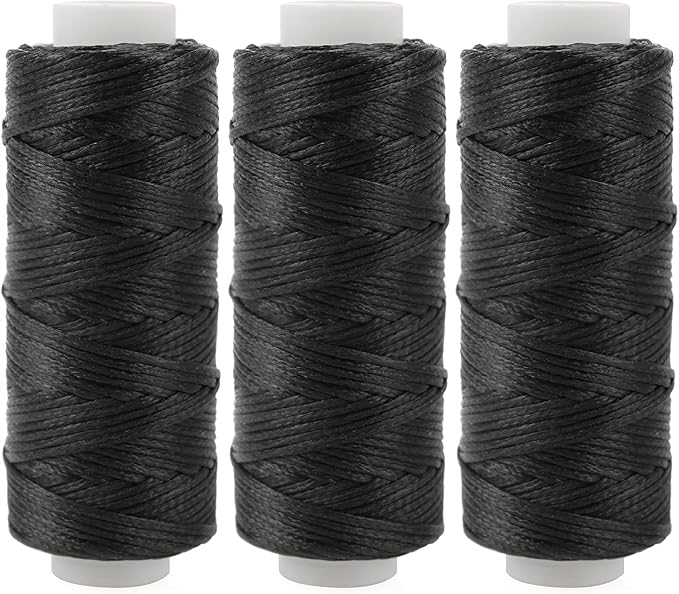 Ryalan Waxed Thread 96 Yards Hand Sewing Kit Set 210D Flat Sewing Waxed Thread with 7 Pcs Leather Repair Needles for Home Upholstery Carpet Leather Canvas Repair and Sewing