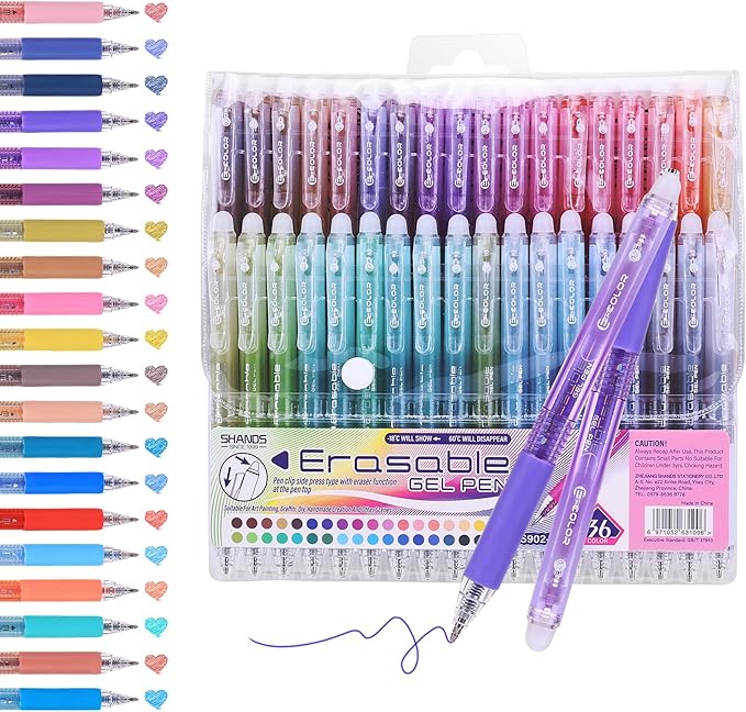 Erasable Gel Pens, 36 Colors Retractable Fine Point Erasable Pens Clicker, Assorted Color Inks, Make Mistakes Disappear for School Office Home, Drawing Writing Planner, Coloring