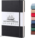 Beechmore Books A4 Sketchbook – 8.5x11 Premium Vegan Leather Bound Large Sketch Book Hardcover with 156 Thick 160gsm Perforated Ivory Pages, Blank Sketch Pad, Gift Boxed, Back Pocket, Ribbon Bookmark