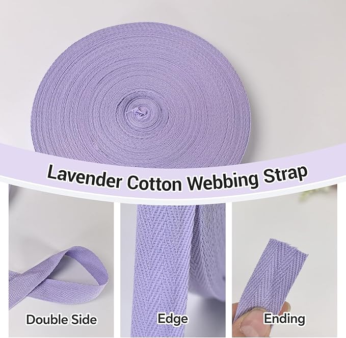 Lavender Twill Tape Ribbon 3/4 Inch - 40 Yards Light Herringbone Cotton Webbing Straps- Bias Binding Tape for Sewing, Ties, Tags, DIY Projects, Hoodie, Gift Wrapping and Home Decor